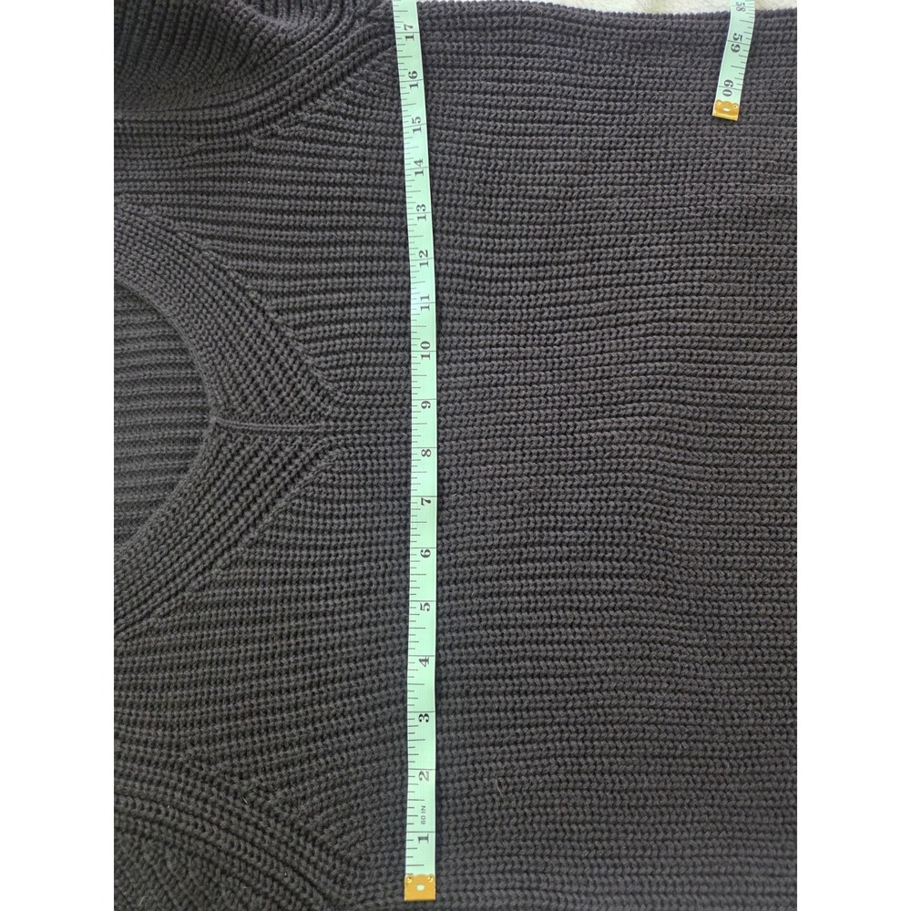 L.L.Bean Womens Medium Cotton Ribbed V Neck Sweater Black Classic Knit - Picture 6 of 7